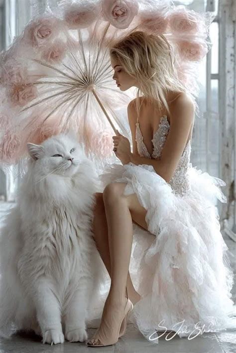 White cat winter scene | White cat fashion, Elegant white cat art