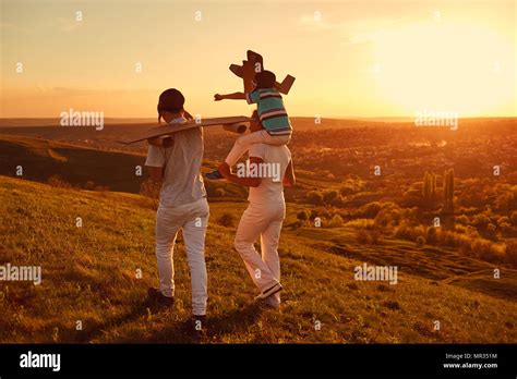 happy family  nature  sunset stock photo alamy