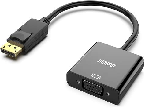 BENFEI DisplayPort To VGA Adapter, DP DisplayPort To VGA Feet Cable Male To Male Gold-Plated ...