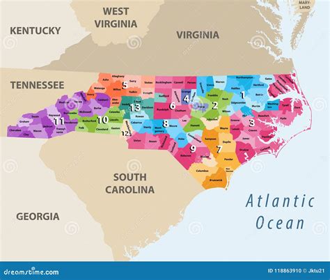 Vector Map of North Carolina`s Congressional Districts with Nearest ...