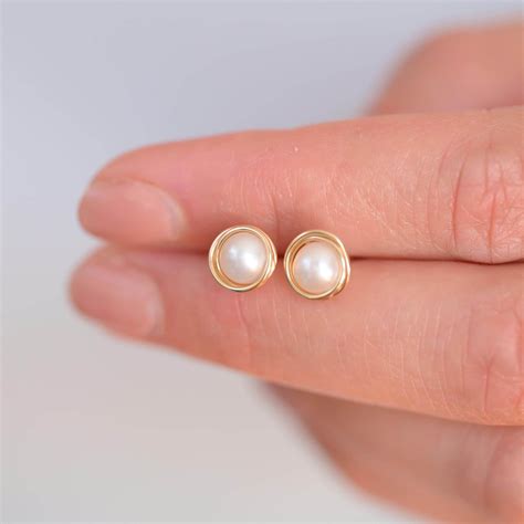 Freshwater Pearl Studs: Gold Studs, Everyday Earrings, Real Pearls