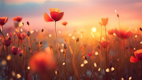 Premium AI Image | sunrise timelapse with colorful wildflowers