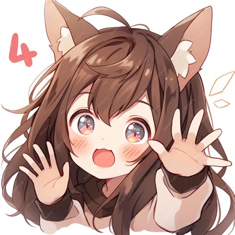 Anime girl with cat ears and a surprised expression generative ai