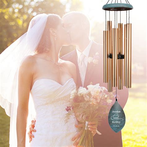 Personalized Anniversary Wind Chimes-35 inch, 6 Tubes, Golden/Black-Le ...