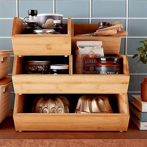 Stackable Bamboo Storage Bins | Storage bins, Pantry organizers, Pantry storage