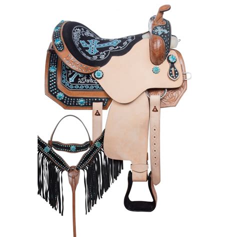 Fancy Western Barrel racing Turquoise Cross Show horse Saddle 11029