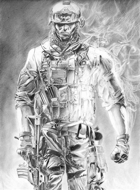 Army Soldier Sketch at PaintingValley.com | Explore collection of Army ...