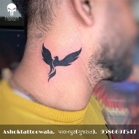 Phoenix bird logo tattoo | Neck tattoo, Back of neck tattoo, Phoenix ...