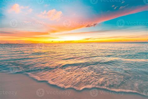 majestic closeup view  calm sea water waves  orange sunrise