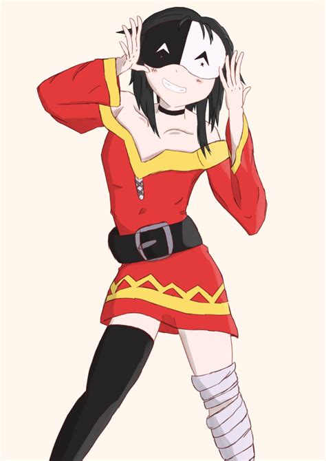 Megumin trying out a Vanir mask : Konosuba