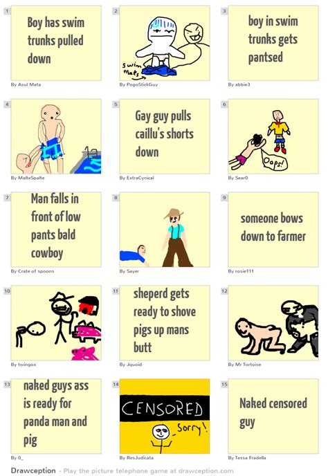 boy  swim trunks pulled  drawception