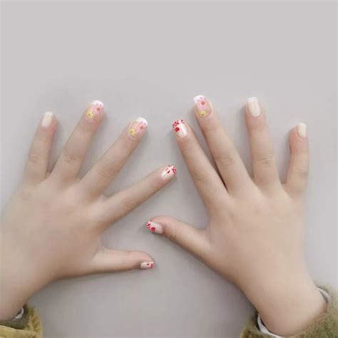 allstarry pcs  pack french children nails flower series pre glue