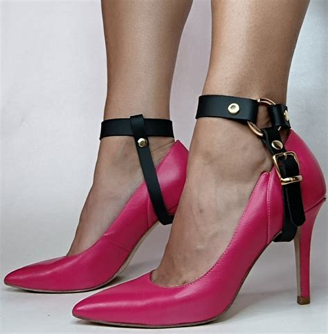 Ankle Cuffs With High Heel Strap, High Heel Cuffs, Handmade From ...