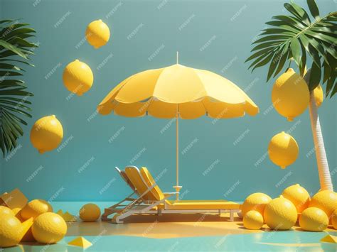 Premium AI Image | Lemon Sunshine Paradise A Tropical Beach Concept
