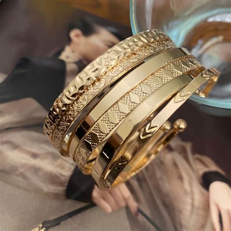women gold color bangle set gold bangle set gold stack bracelet