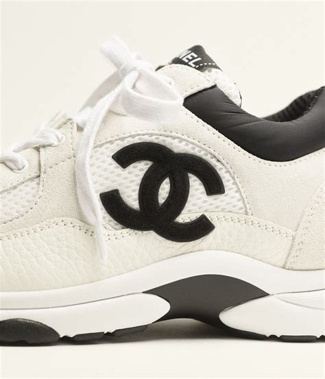 Trainers - Mesh, suede calfskin & grained calfskin, white & black