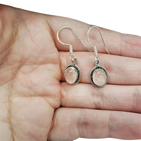 rose quartz sterling silver dangle earrings amberman