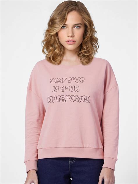 Buy ONLY Women Pink Printed Sweatshirt - Sweatshirts for Women 19873700 ...