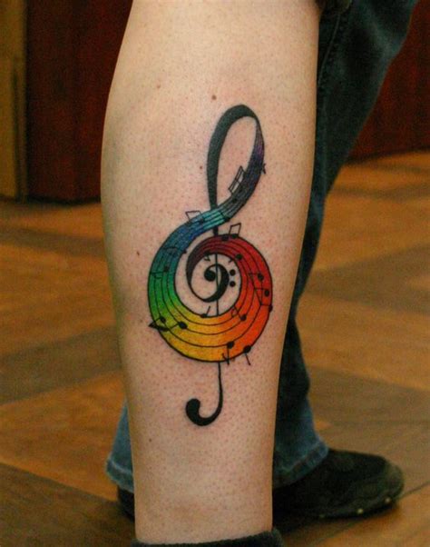 Rainbow Music Notes Tattoo