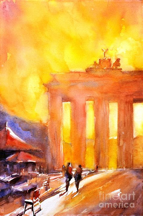 Watercolor painting of Brandenburg Gate Berlin Germany Painting by Ryan ...