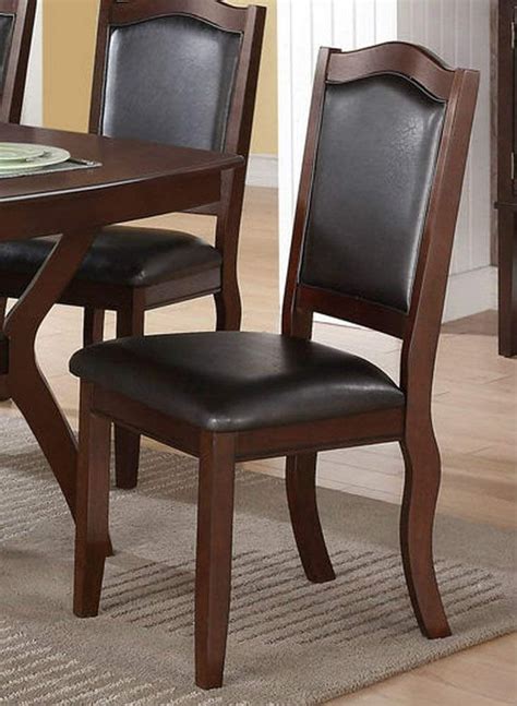 Contemporary Leather Dining Chairs / Metal and Wood Back Dining Chair with Black Leather Seats ...