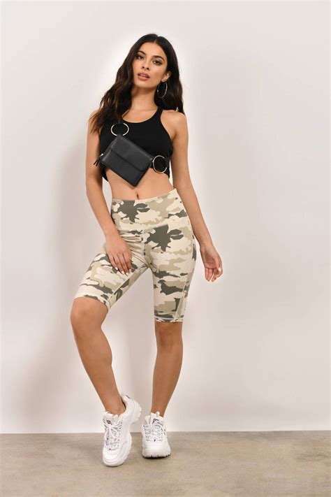 Camo Printed Biker Shorts - Biker Shorts With Hidden Waistband