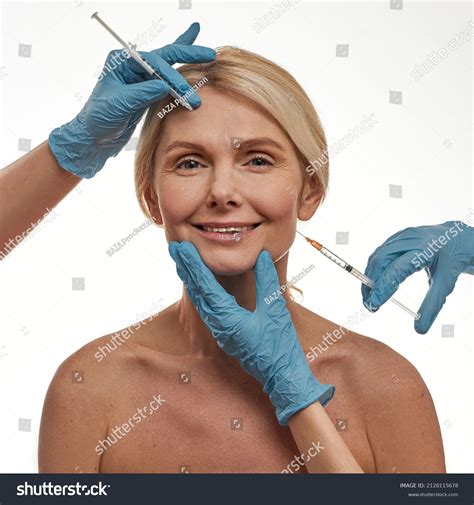Doctor Hands Wearing Latex Gloves Making Stock Photo 2128115678