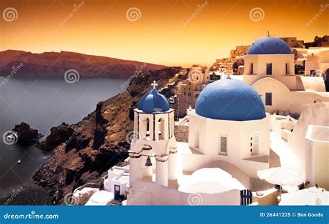 Santorini Sunset stock image. Image of building, orange - 26441225