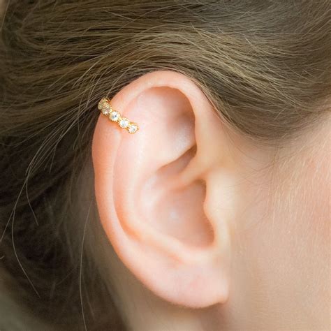 Helix Piercing Gold Helix Earring Pave Cartilage Earrings - Etsy | Gold ...