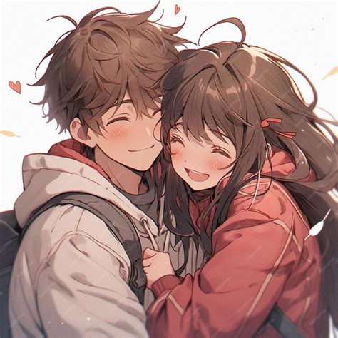 anime couple hugging    front   white background