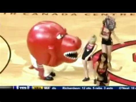 toronto raptors mascot eats cheerleader youtube