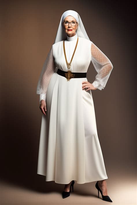 Lexica - Full body portrait of alluring middle-aged Catholic nun, slim