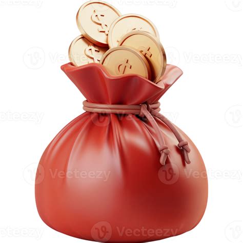Red Drawstring Bag Gold Coins Inside 54570431 PNG