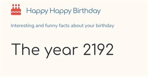 The year 2192: Calendar, history and birthdays
