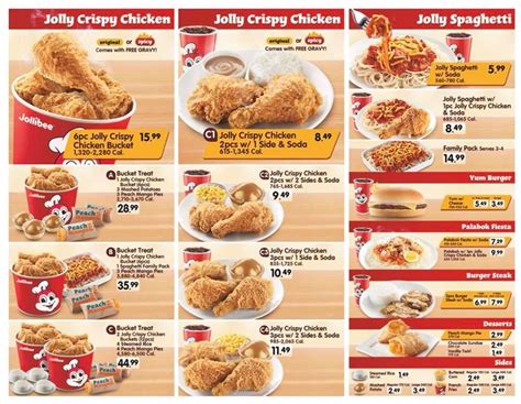 jollibee menu  price  jollibee menu burgers chicken fries