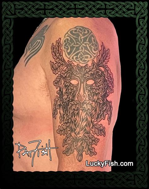 Celtic Oak Green Man Tattoo Design — LuckyFish, Inc. and Tattoo Santa ...