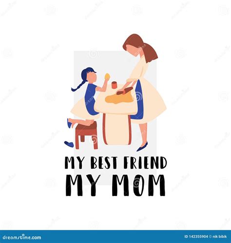 Vector Flat Banner My Best Friend is My Mom. Stock Vector