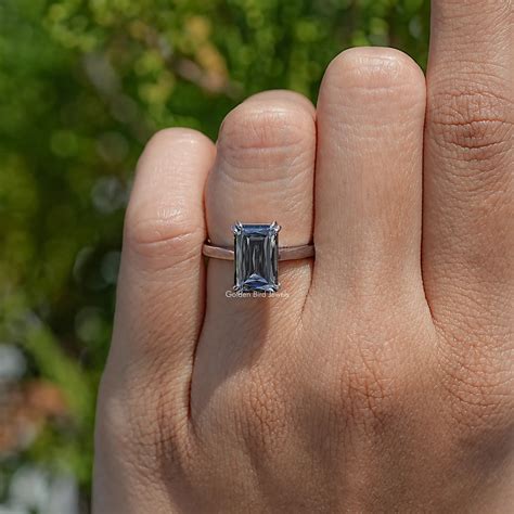 Gray Criss Cut Moissanite Ring