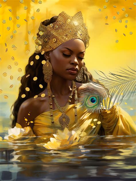 Goddess Oshun, African Orisha art, Lady of Gold, Oshun, African