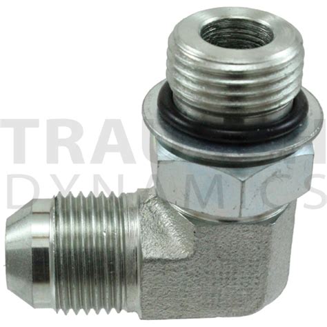 6809-04-06 HYDRAULIC ADAPTER 1/4" MALE BOSS X 3/8" FJ SWIVEL 90 DEGREE ...