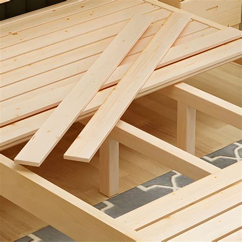 contemporary pine wood platform bed natural bed frame  headboard