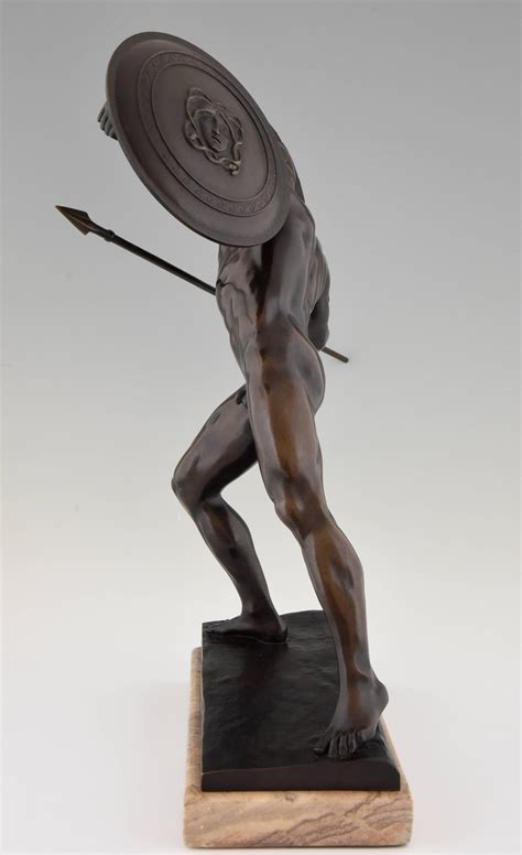 Antique Male Nude Warrior with Spear by Schmidt Kestner H 23 inch, Ca