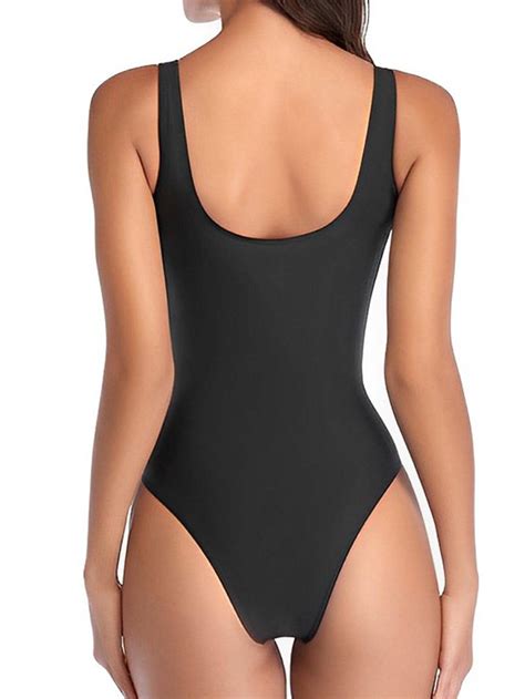 Solid High Cut One Piece Swimsuit | SHEIN UK