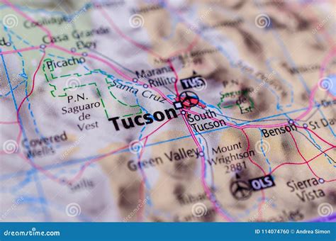 Tucson, Arizona on map stock photo. Image of geographical - 114074760