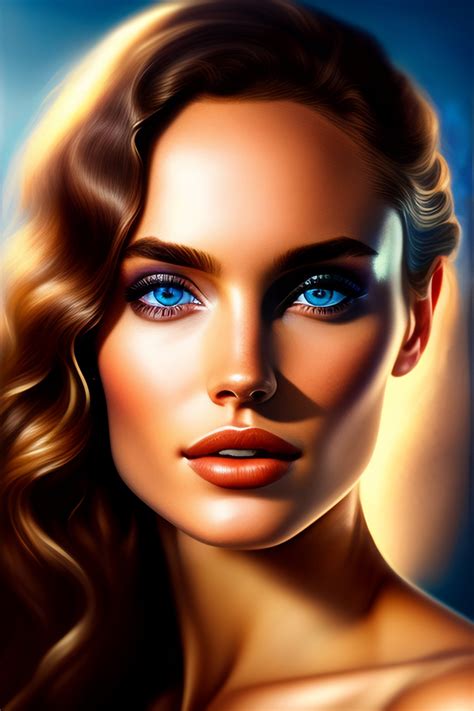 Lexica - Beautiful goddess. She has blue eyes and healthy long curly