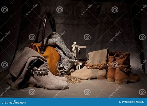 Set of Products Female Shoes Decoreted with Atumn Acsessuares and Gift ...