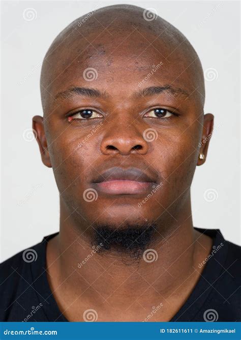 Face of Young Handsome Bald African Man with Beard Stock Image - Image