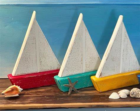 wooden sailboat rustic nautical decor etsy