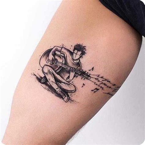 Sketch style tattoos, Guitar tattoo design, Music tattoos