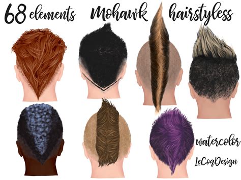 Mohawk Hairstyles Clipart: male HAIRSTYLES Clipart - Etsy